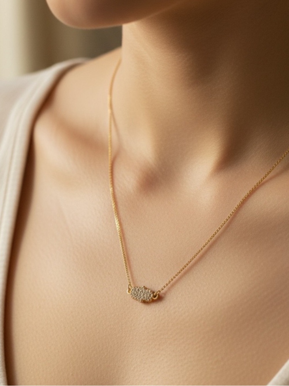Gold-Tone Hamsa Necklace - Picture 3 of 3